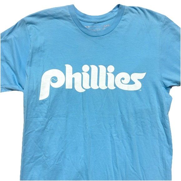 Mitchell & Ness Phillies T-Shirt Cooperstown Collection Blue Retro Tee Shirt M - Picture 2 of 8